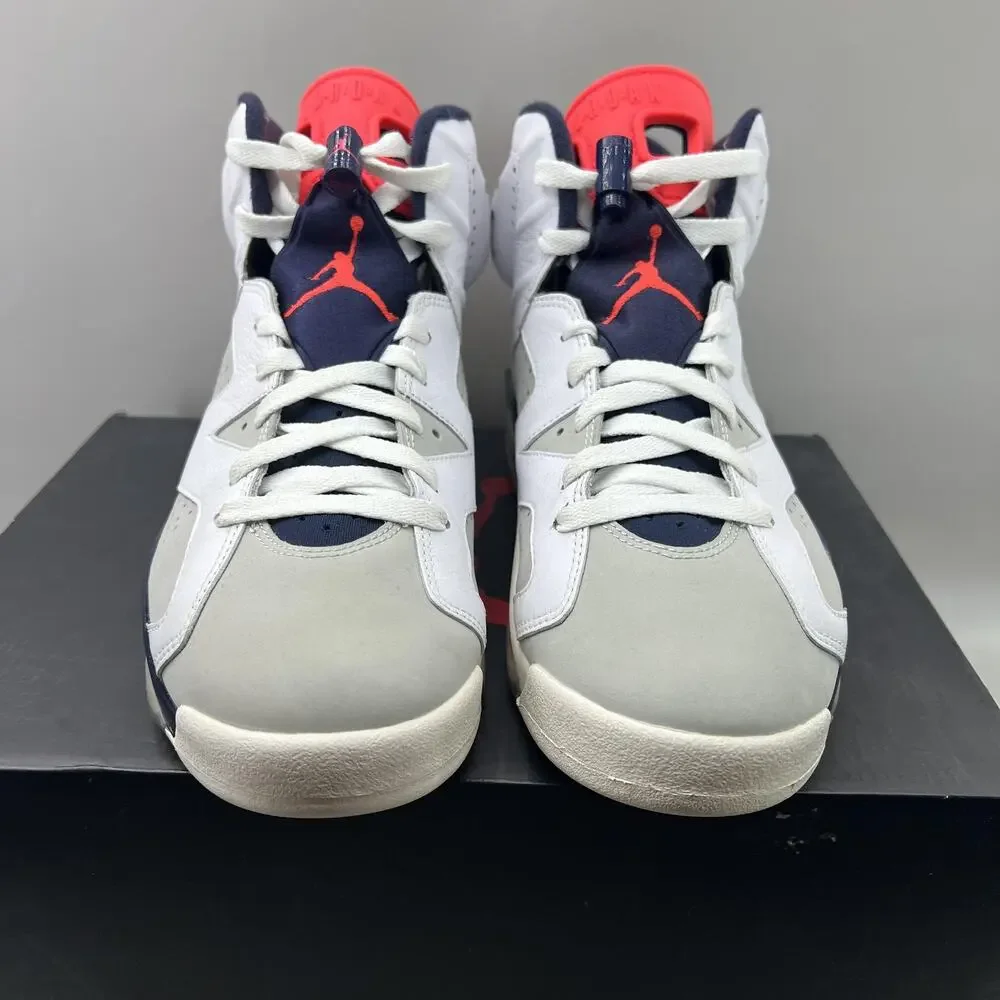 Air Jordan 6 Retro Tinker Shoes Men Size 9.5 White Grey Infrared Mid Sneakers
